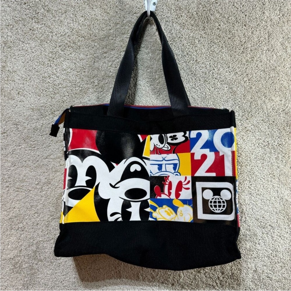 Disney Parks 2021 Canvas Mickey Mouse Tote Bag Full Zip EUC